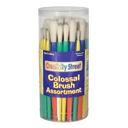 Creativity Street Preschool Brush Assortment Class Pack, Plastic, 7in Long, PK58 PAC5162
